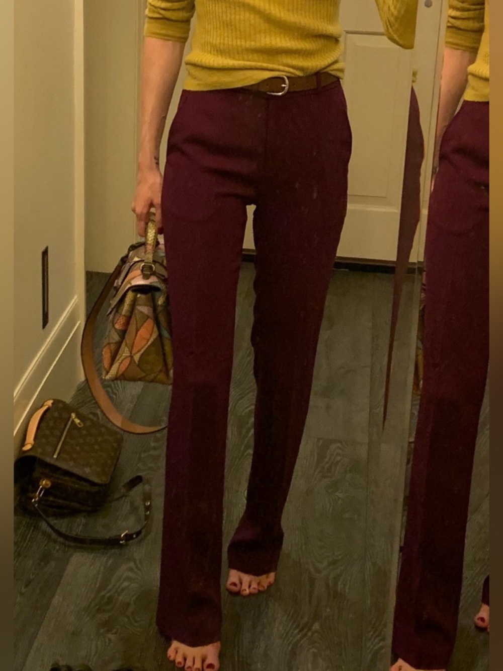 Etro Purple Tailored Trousers Made in Italy High Rise - Picture 8 of 8